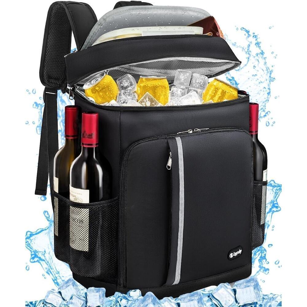 Backpack Cooler,46 Cans Large Cooler 2 Insulated Leak Proof black